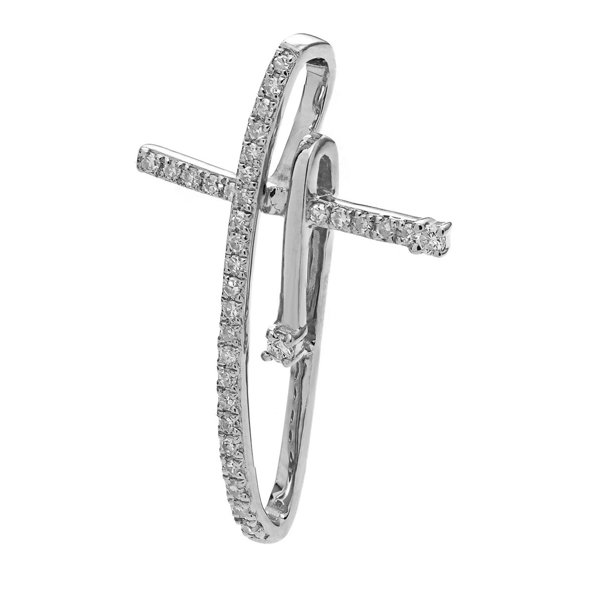 Round Cut Diamond Cross Pendant PD041974DB - View 2