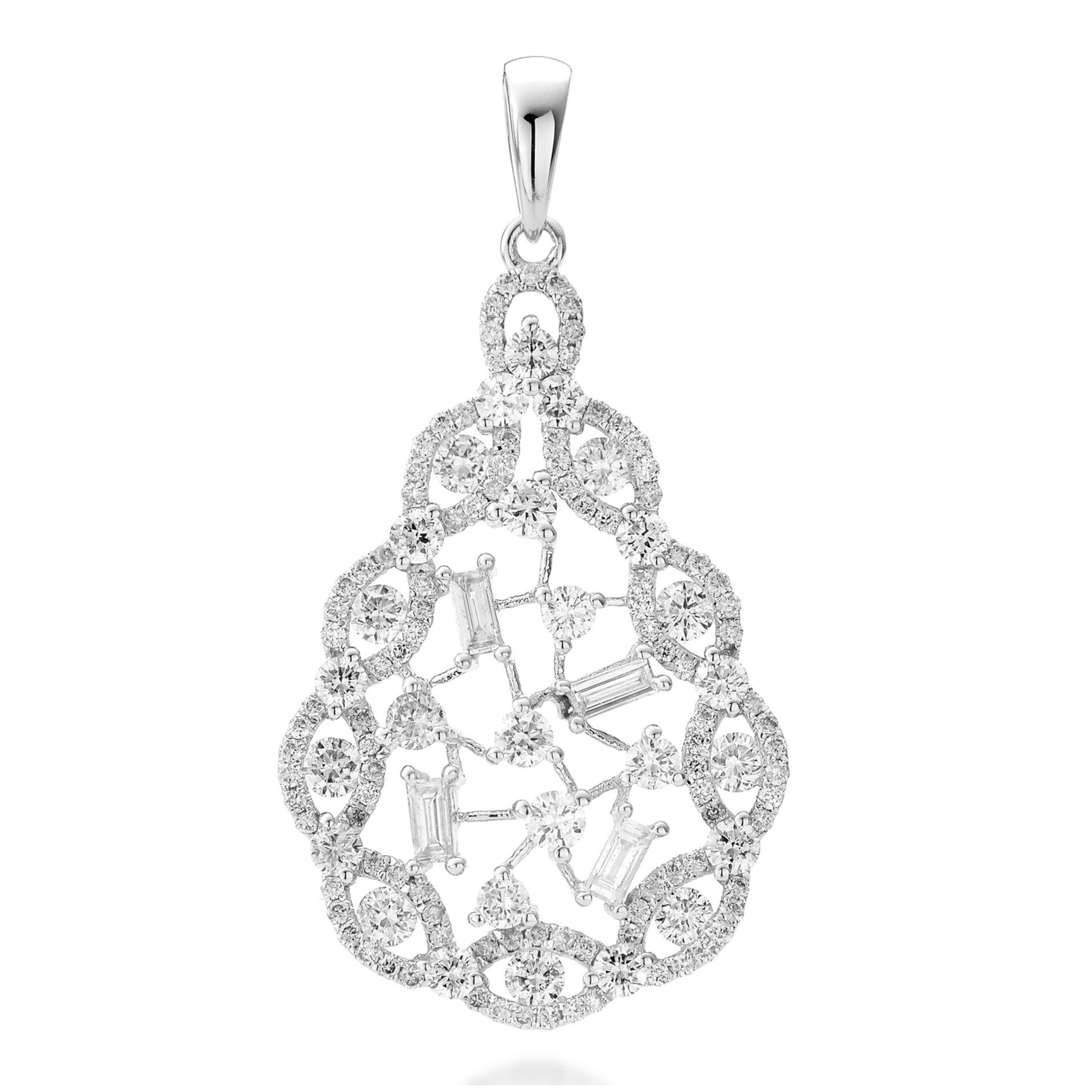 1.45ct Round Cut Diamond Cross Pendant PD048255HB in White Gold - View 1