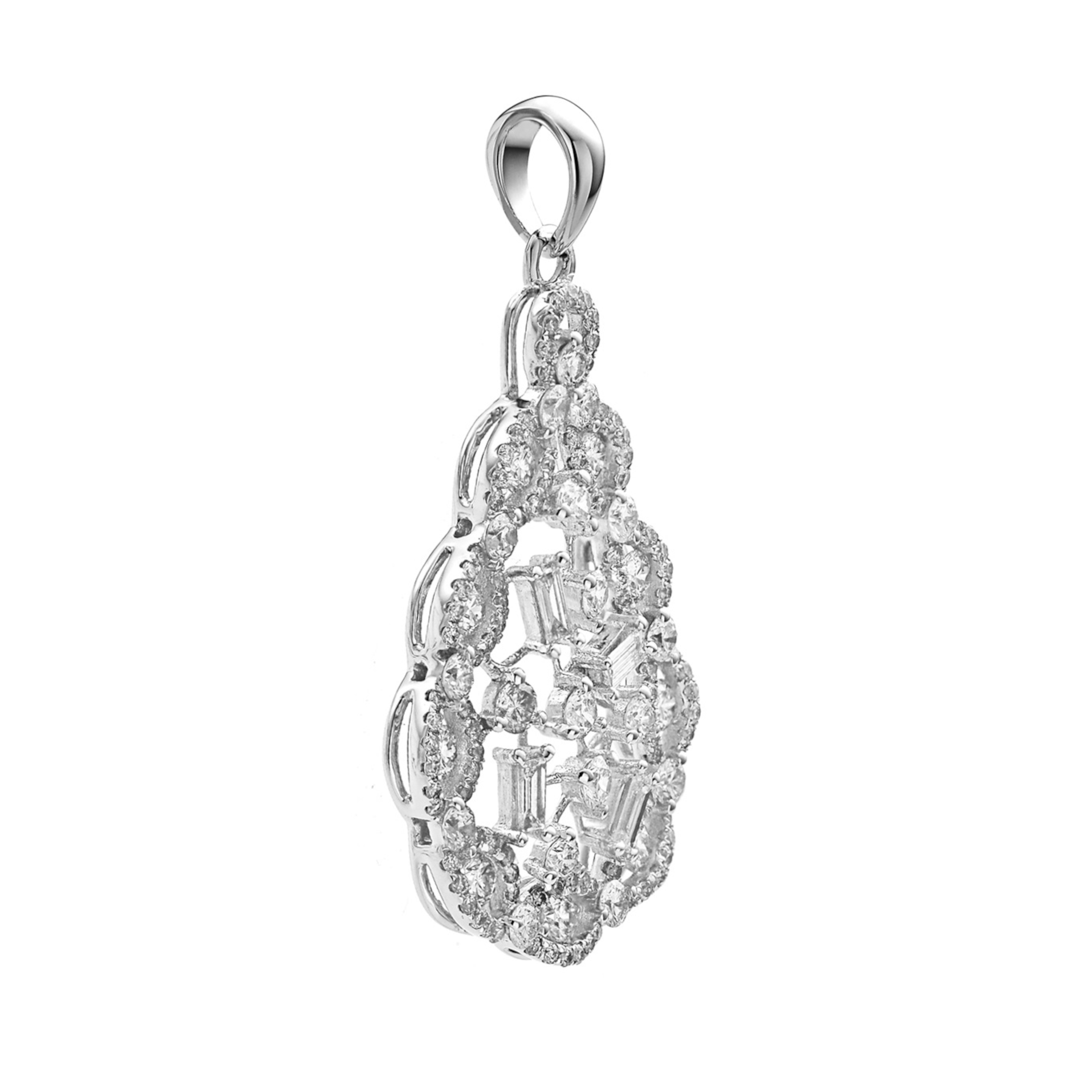 1.45ct Round Cut Diamond Cross Pendant PD048255HB in White Gold - View 2