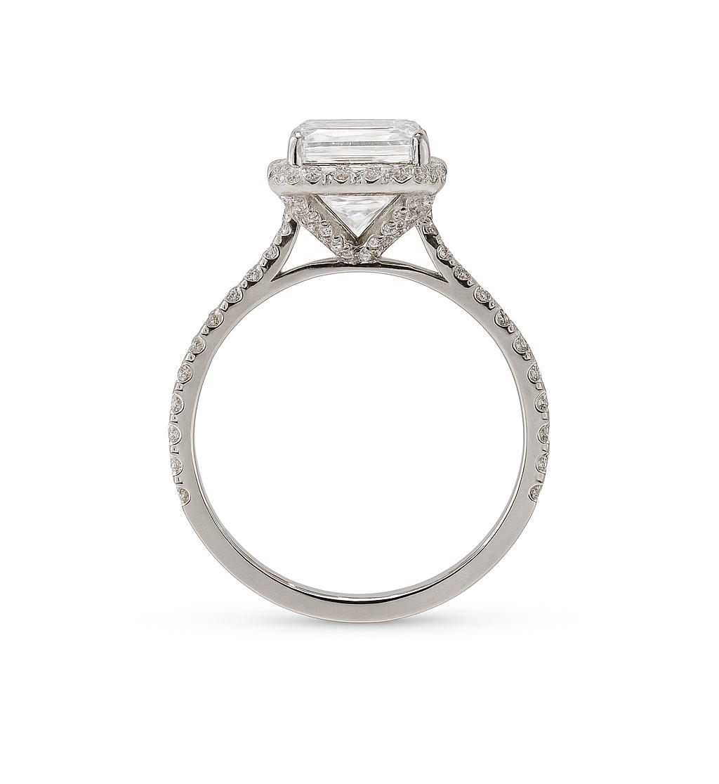 3.5ct Emerald Cut Moissanite and Diamond Ring RI00029 - View 2