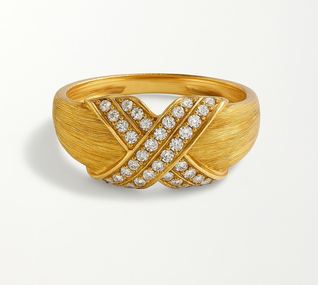 X-Cross Diamond Band RI00041 Shown on Hand