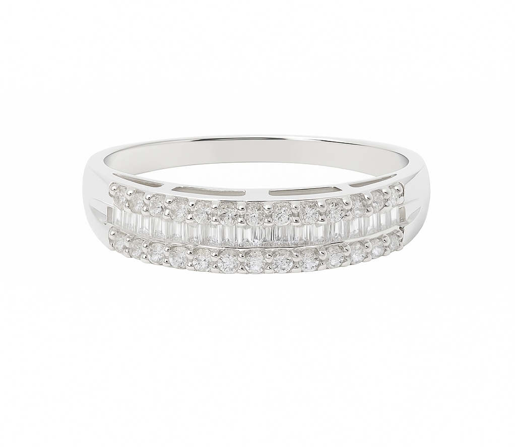 Thick Diamond Wedding Band RI00045 in White Gold