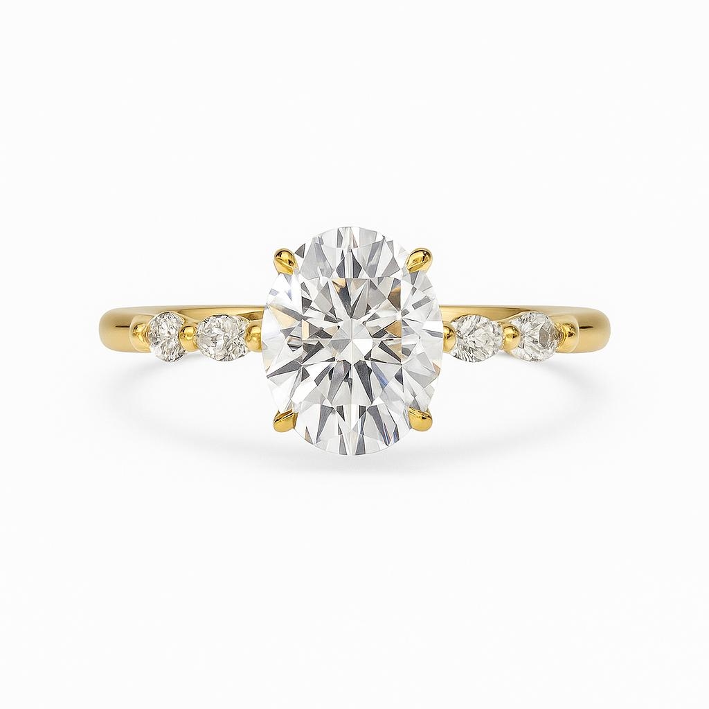 5ct Oval Moissanite Ring RI00053 in Yellow Gold - View 1