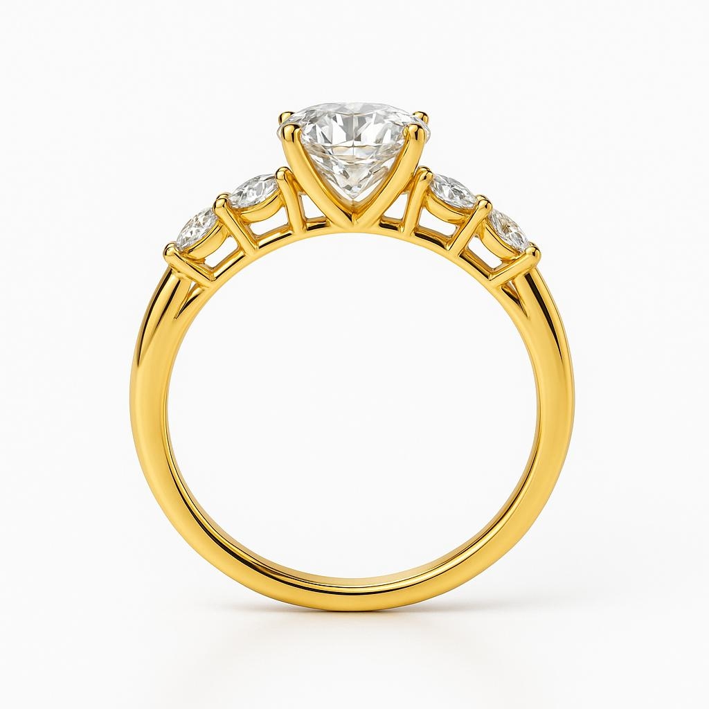 5ct Oval Moissanite Ring RI00053 in Yellow Gold - View 2