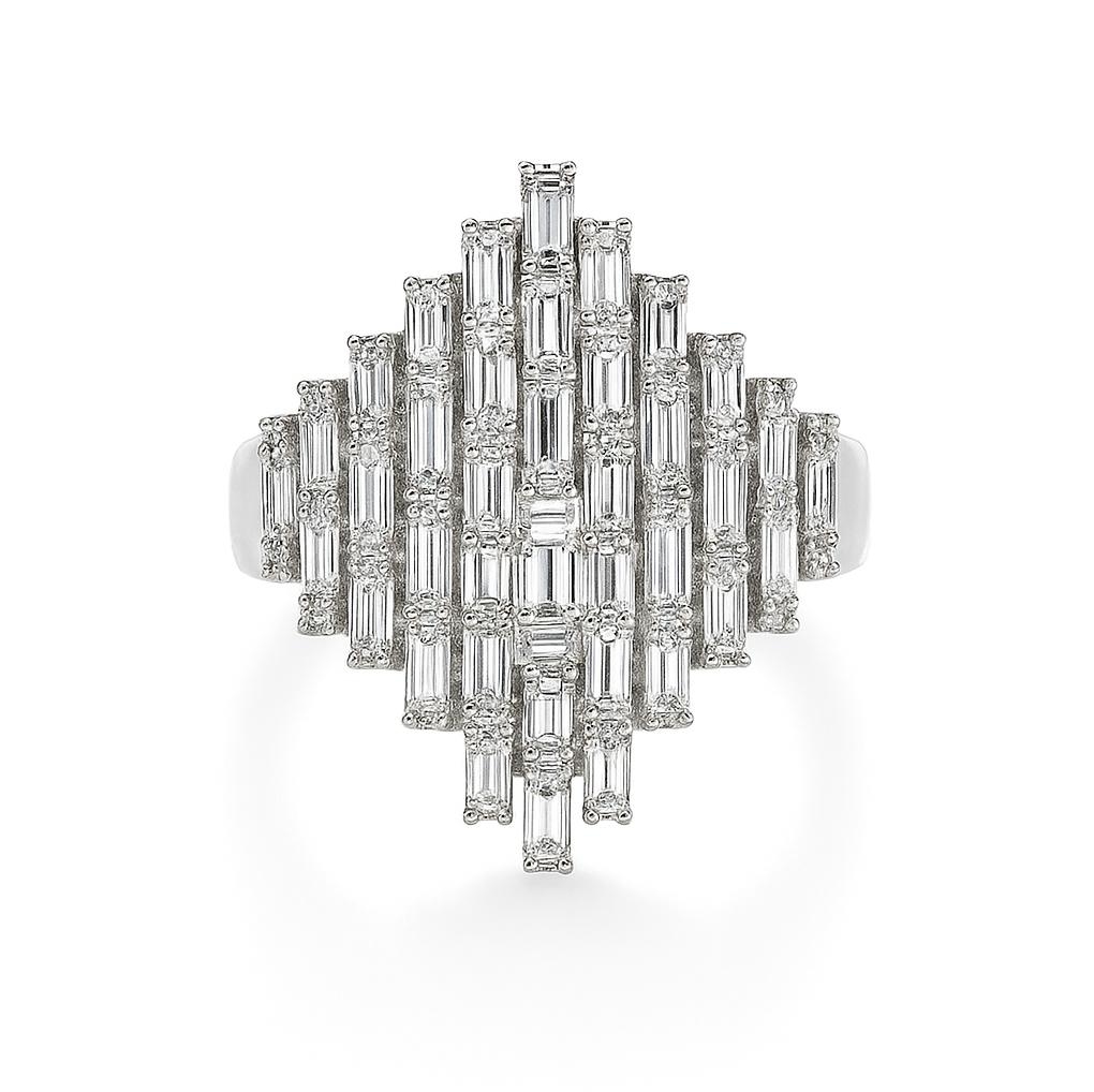 18K White Gold Rhombus Lab Diamond Ring - View 1