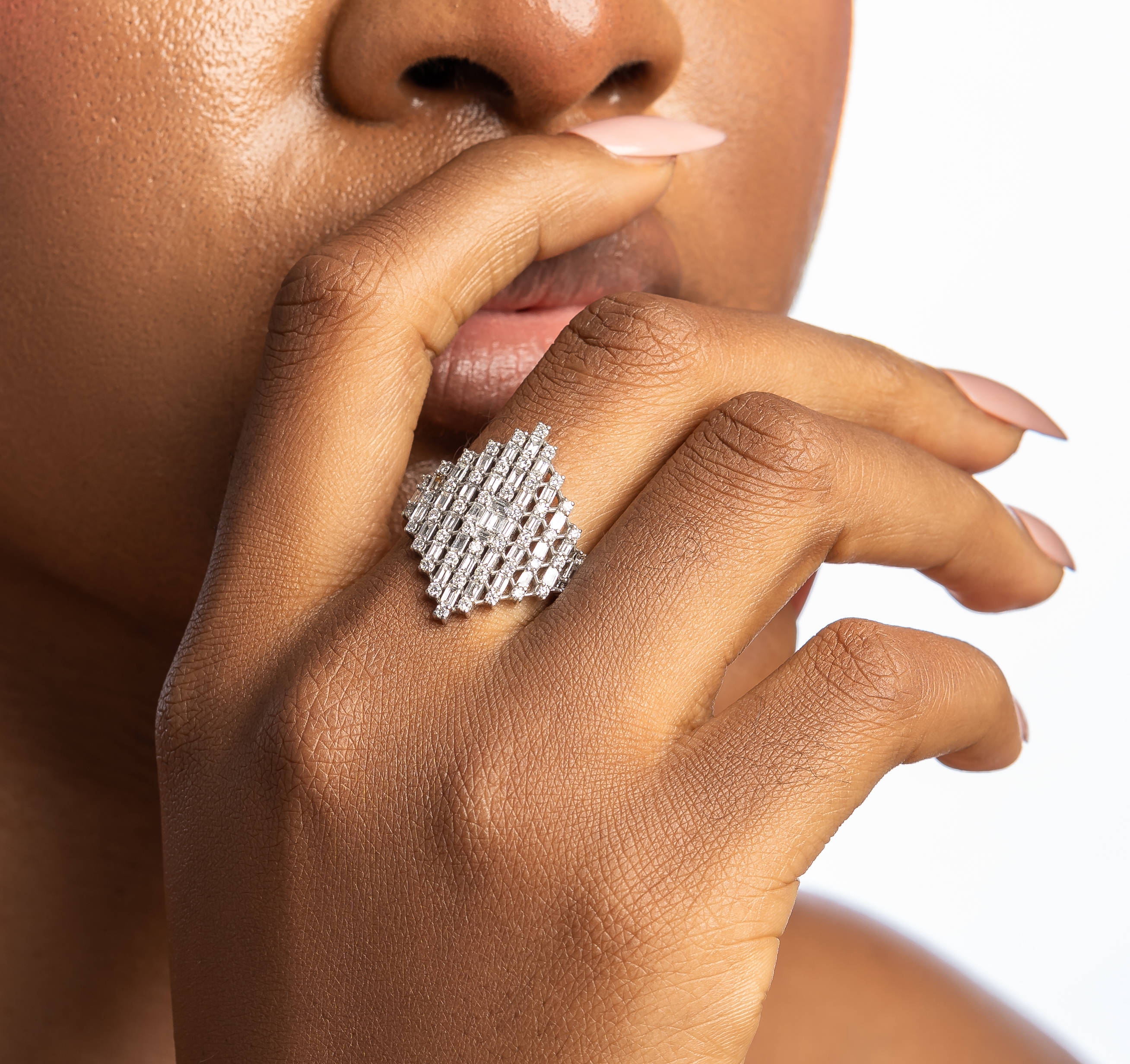 18K White Gold Rhombus Lab Diamond Ring - View 2