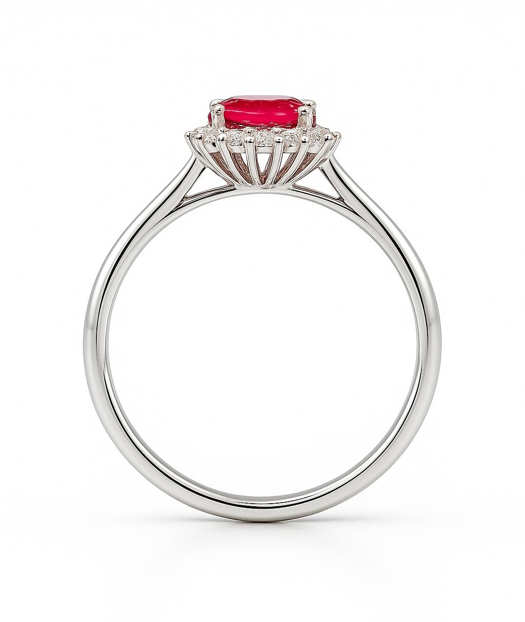 18K White Gold Diamond and Ruby Ring - View 2