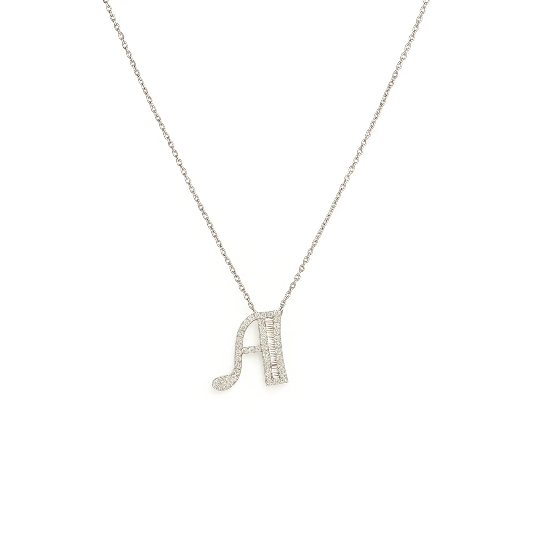 18K Gold Diamond Letter Necklace - Angle View