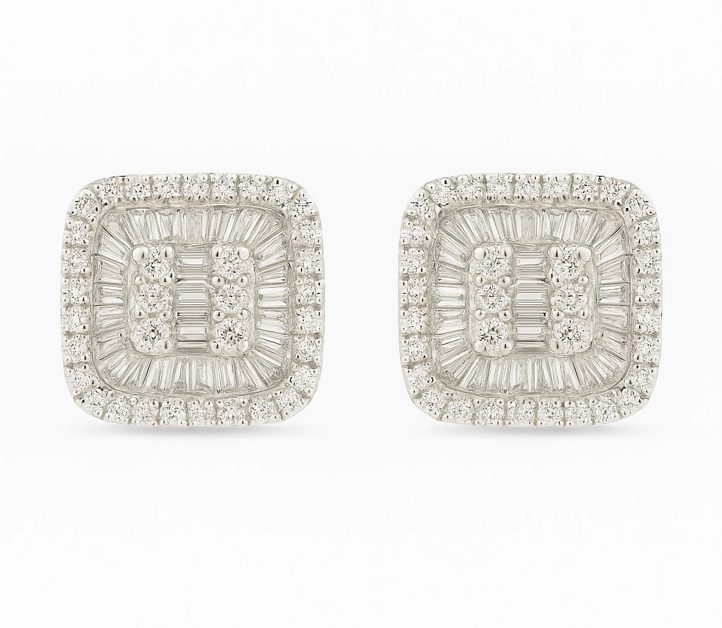 Medium Diamond Stud in 18K White Gold with substantial presence