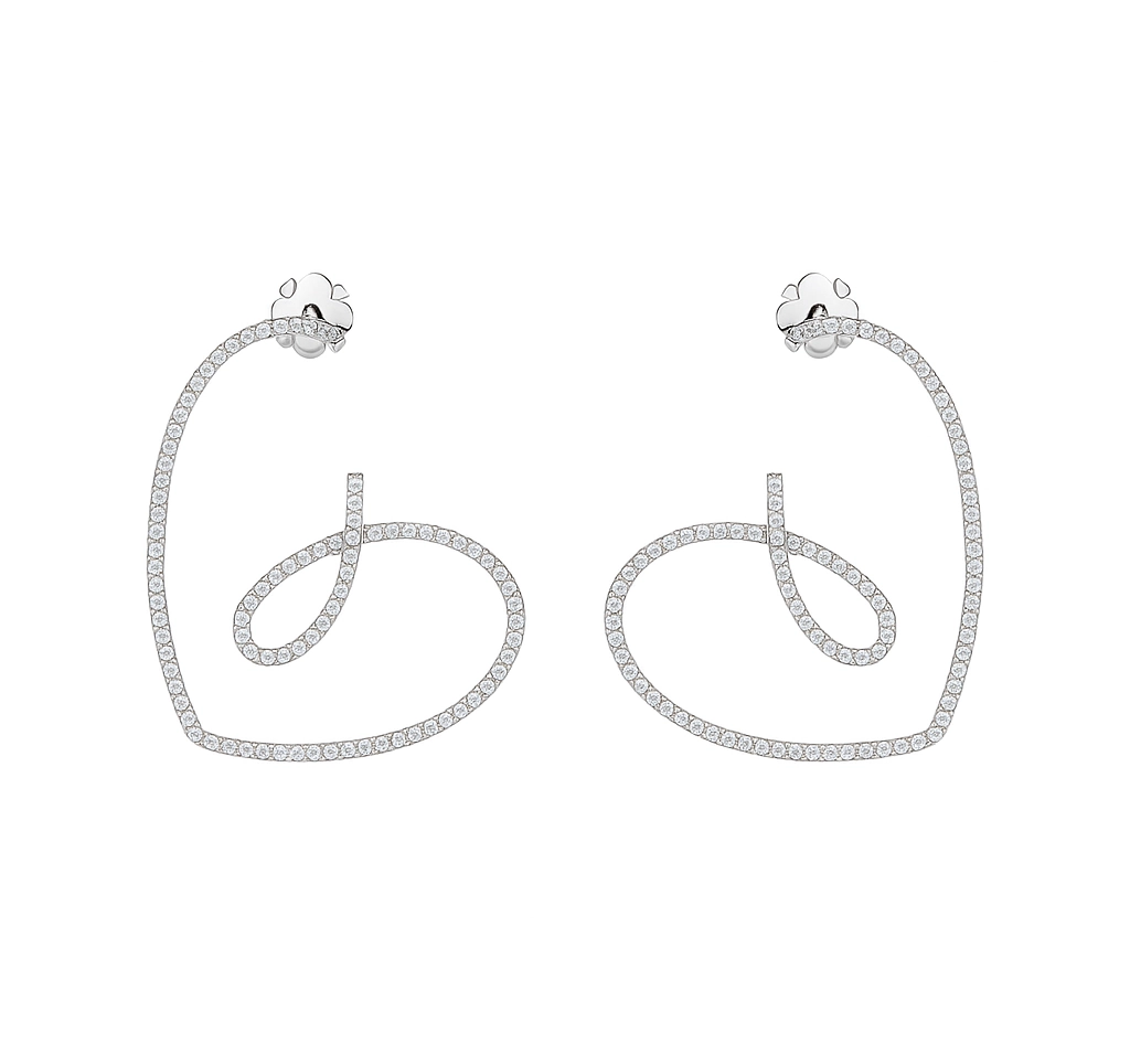 Big Love Shaped Earrings in 14K White Gold with lab-grown diamonds