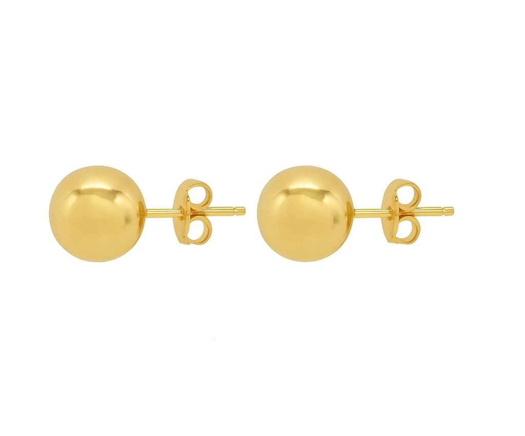 Round Stud in 18K Yellow Gold with polished dome design
