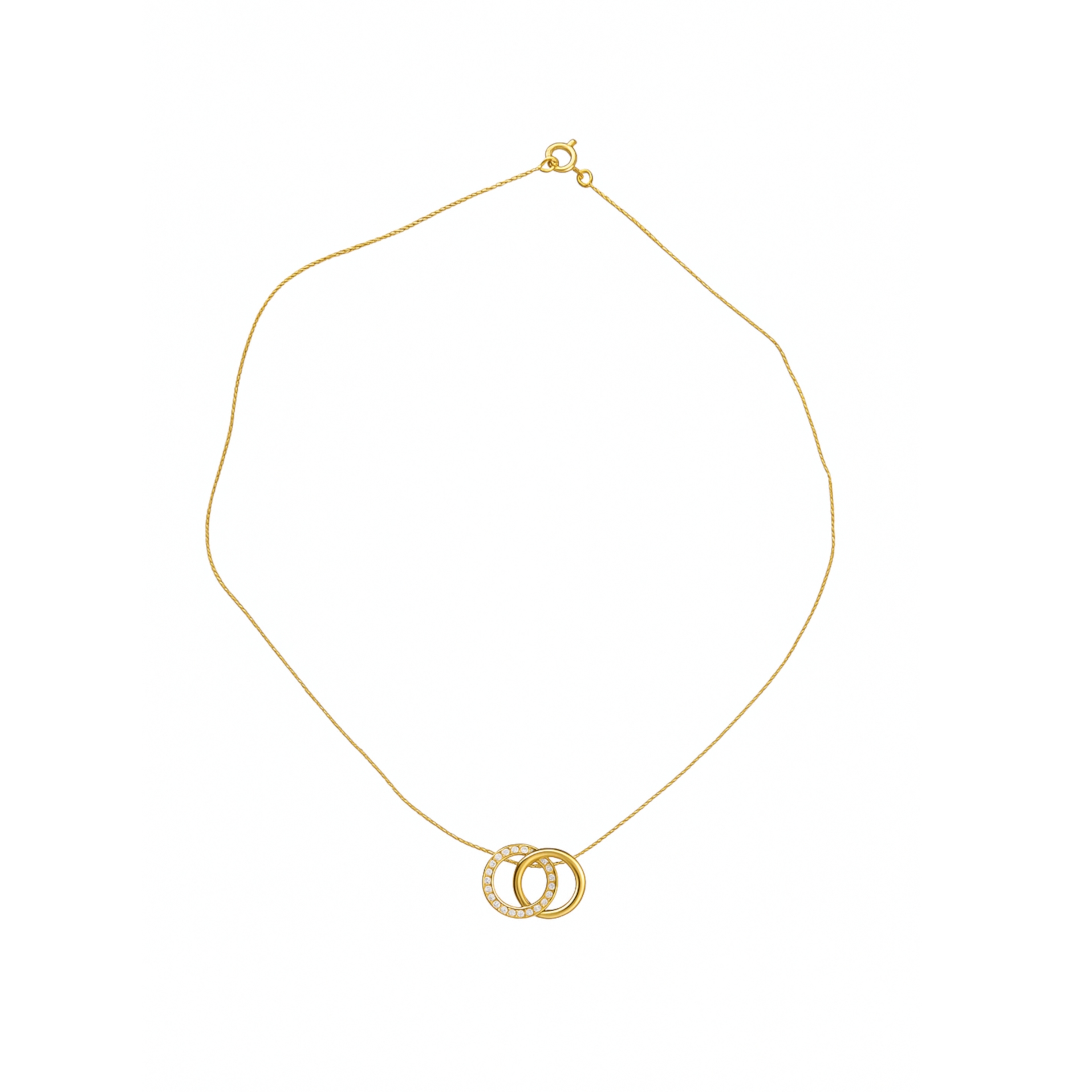 Close-up of 18k gold double bamboo pendant highlighting the polished finish