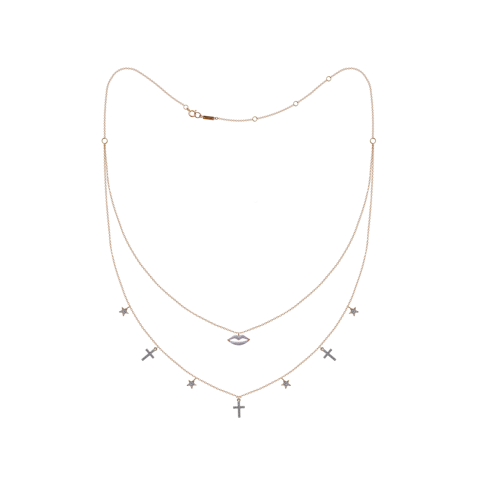 Diamond Necklace NL045768DB in 18K Rose Gold