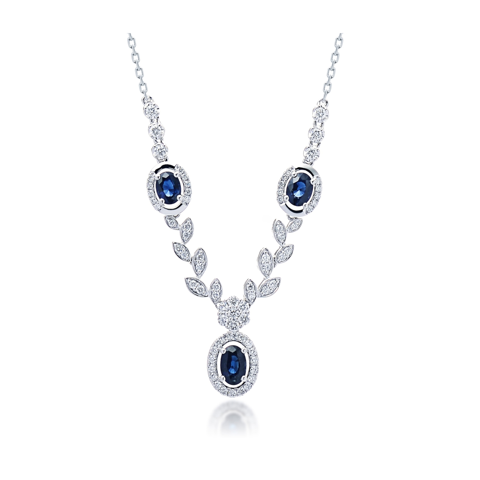 Diamond Necklace Set SN043728GB in 18K White Gold