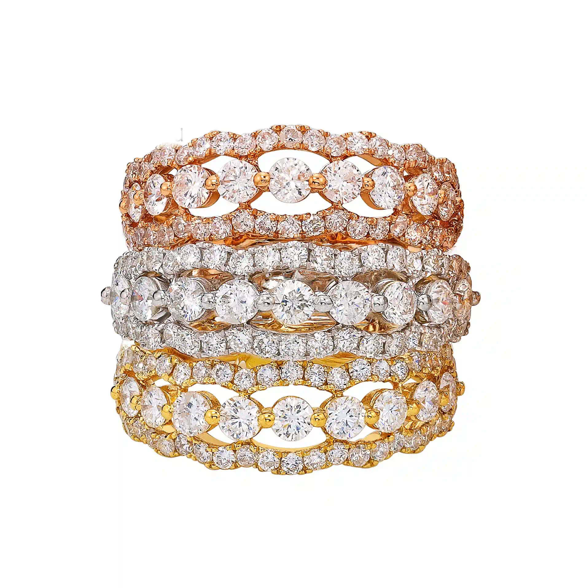 Diamond Ring in Tri-Color Gold