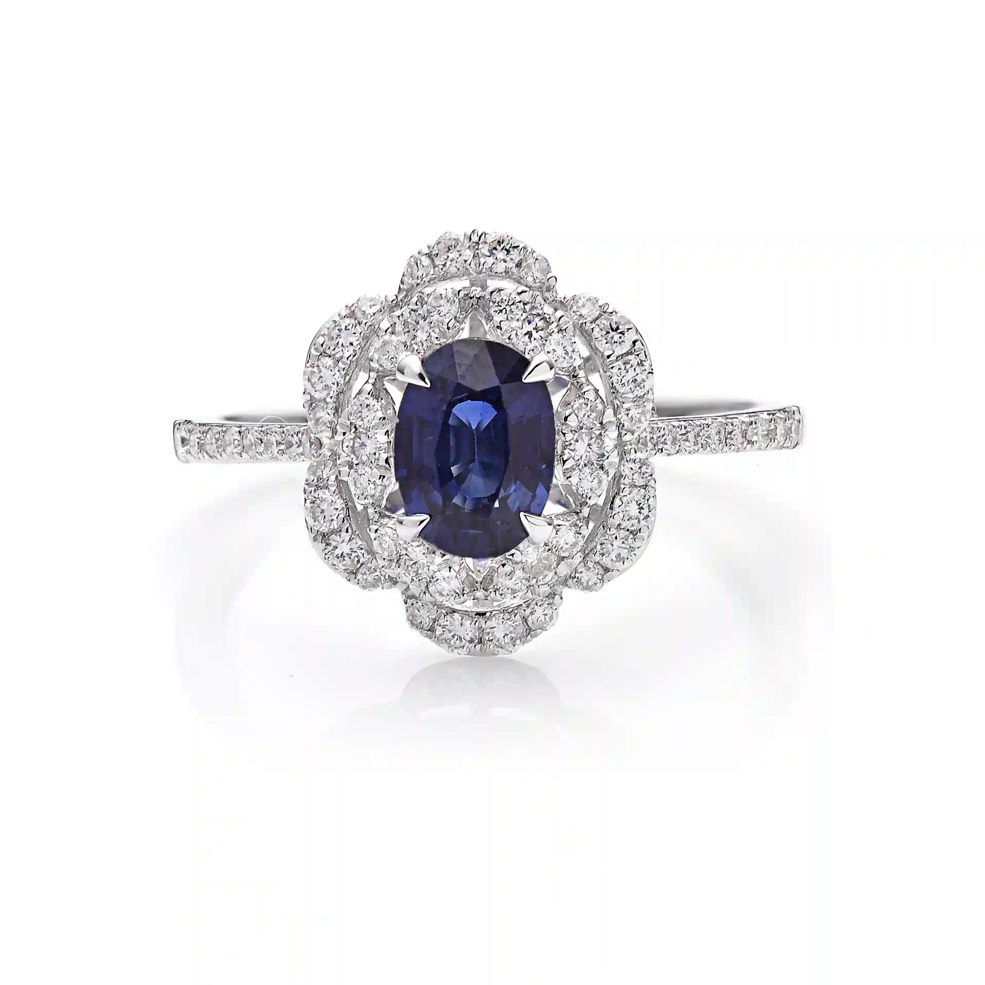Blue Sapphire Ring in White Gold