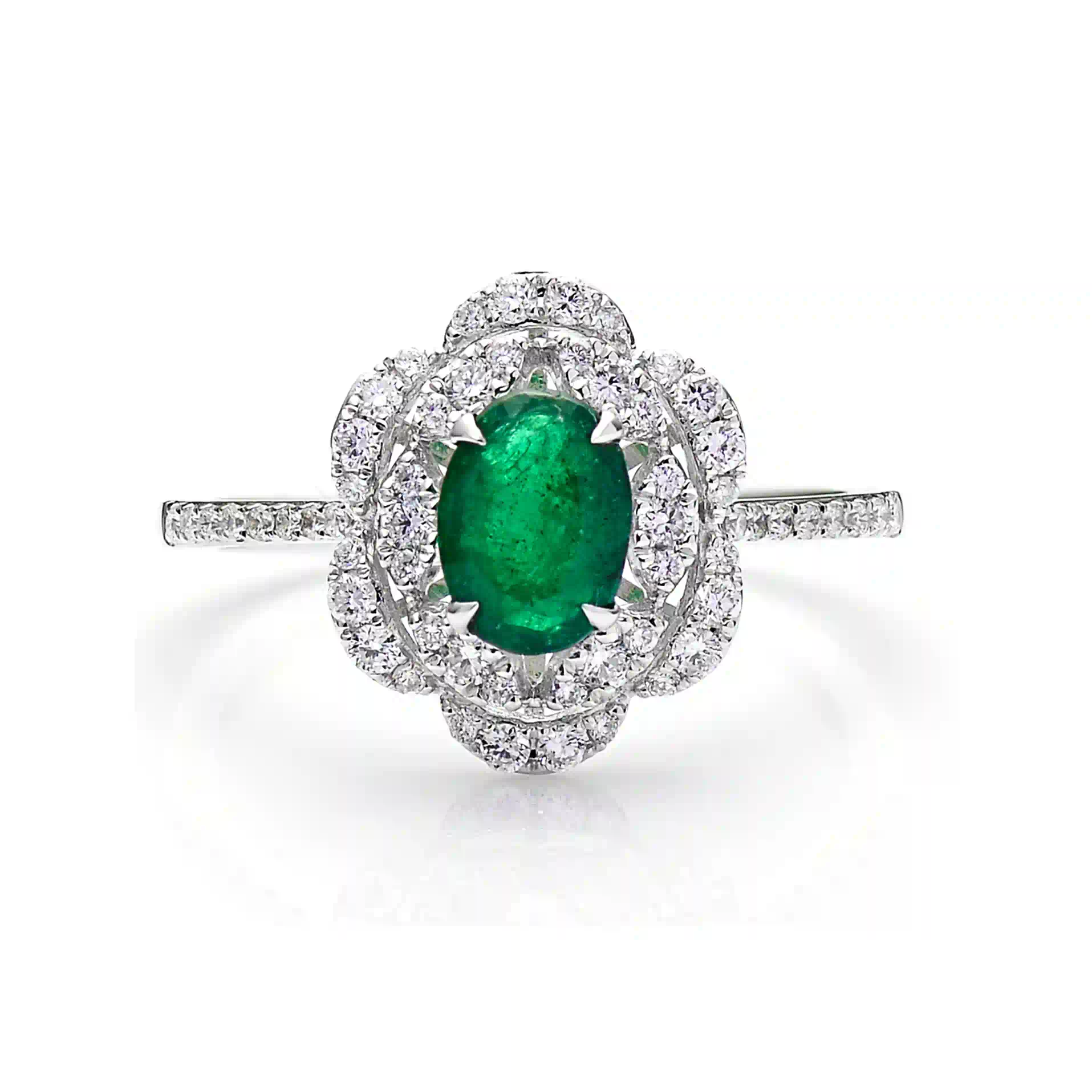 Emerald Ring in White Gold