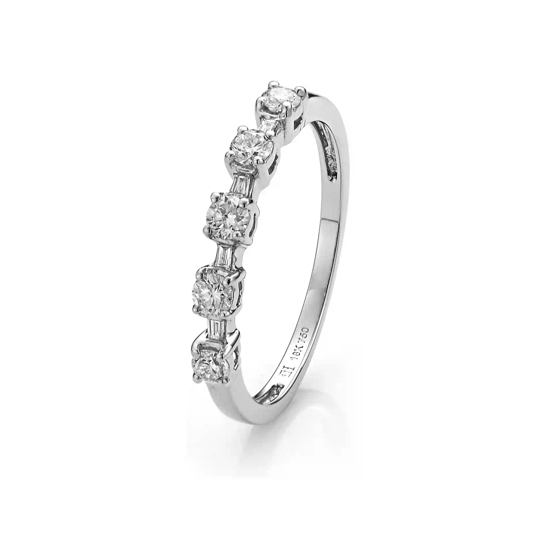 Diamond Wedding Band RI013092HB in White Gold - View 2